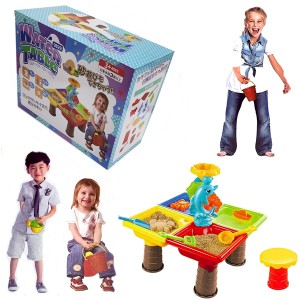 ウォーターテーブル 幼児用 ウォータープレイ サンドテーブル 知育玩具 2024年 おもちゃ 角型 椅子付き  スクエア 9829