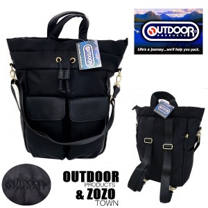 OUTDOOR ZOZOTOWN コラボ リュック 3way BAG 手提げ ショルダー バッグ 国内代理店商品 レディース バックパック アウトドア (ブラック) 