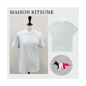 メゾンキツネ Tシャツ 半袖 人気 TRICOLOR FOX レディース ブラック ネイビー グレー ホワイト ブルー FW00107KJ0010 MAISON KITSUNE Gif