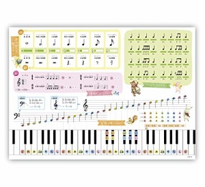 ノートライフ お風呂ポスター ピアノ レッスン表〈基礎1〉 A2 音楽 かわいい動物たちと一緒に (エアーピアノでたのしく学習)