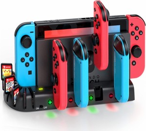 Switch & Switch 有機EL ジョイコン 充電スタンド Switchドックと一体型 KDD Joy Con 充電 ホルダー 4台同時