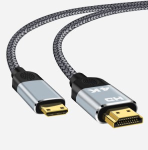 Mini HDMI to HDMIケーブル 1.8m ミニ hdmiオス - HDMIオス変換ケーブル 4K 60Hz Ultra HD 3D対