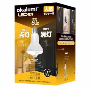 人感センサー付 LED電球 E17口金 電球色 60形相当 610lm 下方向タイプ 明暗センサー付 小型電球 玄関/廊下/トイレ LDA6L2