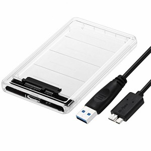 透明な 2.5インチ HDDケース USB 3.0接続 SATA対応 HDD/SSD 外付け ドライブ ケース ネジ&工具不要 簡単着脱 Win