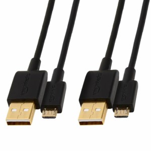 ベーシック マイクロ USB ケーブル プリンター対応 高速充電 0.9m 2本セット (USB-A 2.0 - Micro-B) ブラック