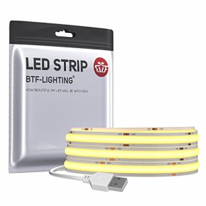 BTF-LIGHTING FCOB COB LEDテープライト USBライト 高密度 フレキシブル LEDテープライト 2M 320LEDs/m