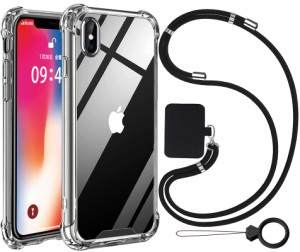 Ausrann iPhone X/Xs 用ケース アイフォン X/Xs カバー ケース ショルダー [ストラップ2種付き] 肩がけ 首掛け 紐付