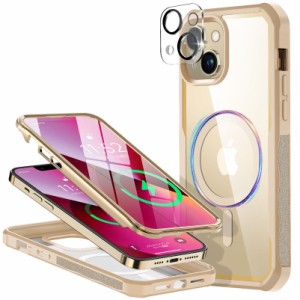 Magsafe リング内蔵・搭載WEIYUN iPhone13 MagSafe ケース クリア 両面強化ガラス「マグセーフ対応 」 「360度全
