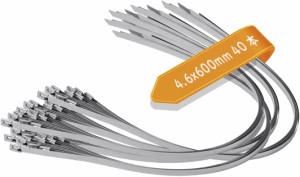 結束バンド 40本入 Arespark(アレスパーク) 4.6mm×600mm SUS304 ステンレスバンド 耐熱性・耐候性・耐紫外線・耐薬品