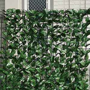 [山善] リーフラティス 約100×100cm ハードネットタイプ 目隠 装飾 フェイク ベランダ テラス グリーンフェンス グリーンカーテン