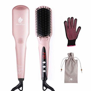 MiroPure ストレートブラシ ヘアアイロン ヒートブラシ マイナスイオン 16段階温度調節 MAX230℃ ツヤ感UP 温度記憶 急速加熱