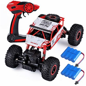 ラジコンカー こども向け RCカー 2つのバッテリー 付 2.4GHZ 4WD オフロードリモコンカー ラジコンオフロード 四駆 電動オフロード