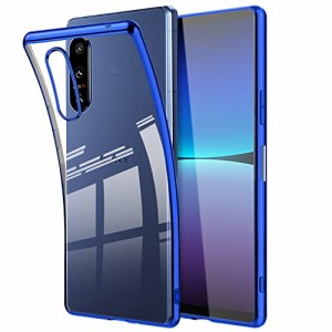 Xperia 5 IV ケース SO-54C SOG09 カバー クリア 透明 耐衝撃 スリム TPU 薄型 シリコン 擦り傷防止 黄変防止 青