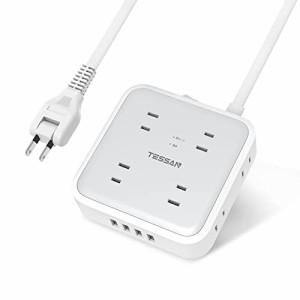 延長コード 2m 電源タップ TESSAN 8個AC口 4USBポート usb コンセントタップ タコ足配線 コンセント oaタップ テーブルタ