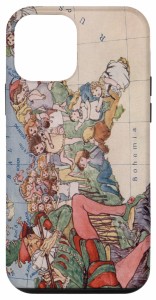 iPhone 12 mini 旧ドイツパイパーイラストマップ(1912年) スマホケース
