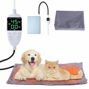ペット用ホットカーペット AUDASO ペットヒーター 犬 猫 ペット用 電気ホットマット 温度調節機能(30-60℃) ふわふわ洗えるカバー付