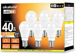 okalumi LED電球 E17口金 40W形 ミニクリプトン形 電球色 2700k 450lm 明るい ミニランプ形電球 断熱材施工器具対応