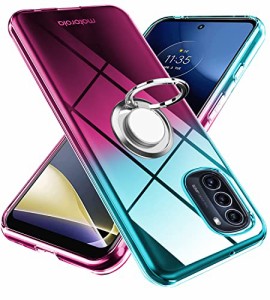 Moto G52j 5G II ケース Moto G52j 5G ケース リング クリア TPU 薄型 軽量 シリコン グラデーション色 ケース