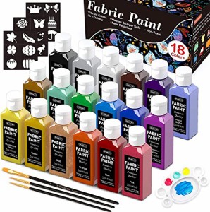 Shuttle Art 布用絵の具 18色セット 60ml 布絵の具 布描き絵の具 ウォッシャブル 洗っても落ちない ファブリックペイント ペイ