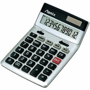 アスミックス(Asmix) アスカ 電卓 消費税率切替ボタンつき 12桁 チルトあり C1236S シルバー