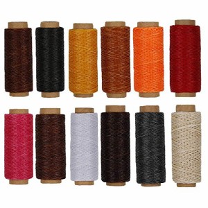 RMTIME 蝋引き糸 ロウ引き糸 ワックスコード ろう引き糸 レザークラフト 手縫い糸 レザークラフト用紐 カラフル 12色セット 各50m