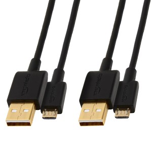 ベーシック マイクロ USB ケーブル プリンター対応 高速充電 1.8m 2本セット (USB-A 2.0 - Micro-B) ブラック