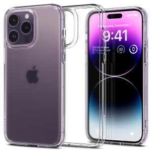 Spigen iPhone14Pro ケース クリア 半透明 マット感 衝撃吸収 耐衝撃 ストラップホール付き 指紋防止 黄変なし 画面保護 レ