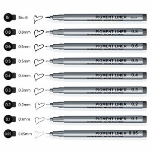 AKARUED 製図ペン 9本セット 水性ペン 漫画用ペン 防水 サインペン ニードルペン ドローイングペン 黒インク イラストペン 線径0.0