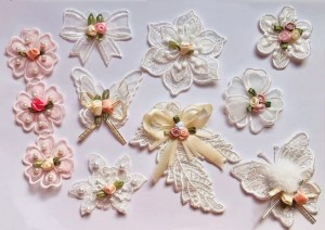 Sweetimes レース生地 刺繍花 縫製 DIY 服 工芸品の装飾 パッチ アップリケ モチーフ 10枚セット アイロン両面接着シート付No