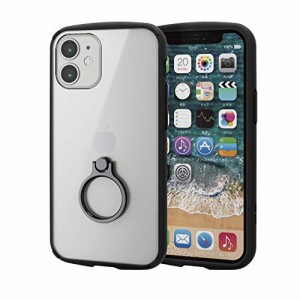 エレコム iPhone 12 mini ケース ハイブリッド 耐衝撃 TOUGHSLIM LITE フレームカラー リング付 ブラック PM-A