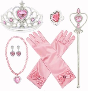 [Be-Unique] プリンセス アクセサリー おもちゃ セット ティアラ ブレスレット ネックレス スティック イヤリング リング 手袋 変
