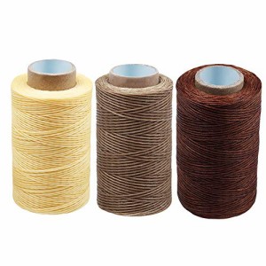 RMTIME 蝋引き糸 ロウ引き糸 ワックスコード 手縫い 編み 手芸 紐 DIY レザークラフト 糸 ろう引き糸 よく使うカラー3個セット 1