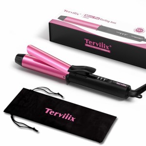 Terviiix ミニカールアイロン 25mm 持ち運びヘアアイロン 旅行用ヘアアイロンミニ 海外対応 160/180/200℃ 三段階温度設定