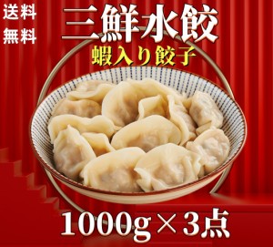 期間大セール 3点セット　送料無料 冷凍 山東 三鮮水餃子 1000g×3点　エビ入り ギョウザ 海老入り 蝦入り ぎょうざ　餃子　水餃子　三鮮