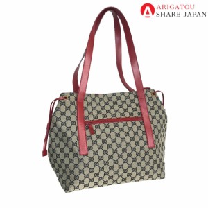 GUCCI グッチ ハンドバッグ トートバッグ レディース GGキャンバス レッド グレー 肩掛け 赤 019 0493 1669 中古品【鑑定済】