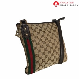 GUCCI グッチ シェリーライン スリングバッグ ショルダーバッグ レディース GGキャンバス ブラウン 斜め掛け 肩掛け 茶色 144338 中古品