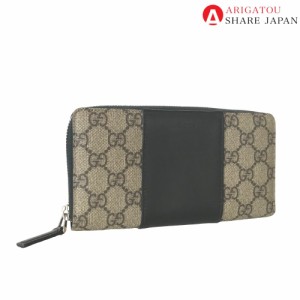 GUCCI グッチ ラウンドジップ 長財布 メンズ GGスプリームキャンバス ブラウン ブラック黒 茶色 451249 2067 中古品【鑑定済】