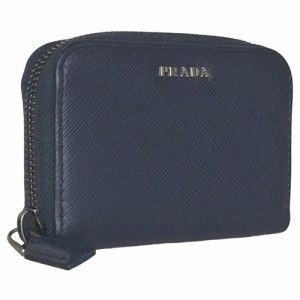 PRADA プラダ サフィアーノ ラウンドジップ コインケース メンズ レザー ネイビー 紺 2MC122 中古品【鑑定済】