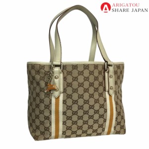 GUCCI グッチ シェリーライン ハンドバッグ トートバッグ レディース GGキャンバス ブラウン 茶色 137396 中古品【鑑定済】