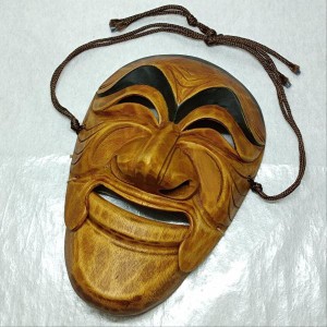韓国 河回仮面 ソンビ木彫り 在銘:泰景変 手作り 縁起物