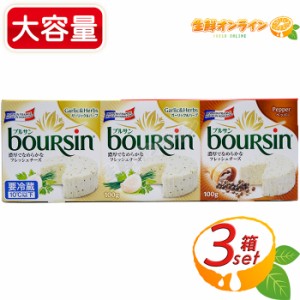 ≪3箱入≫【boursin】ブルサン アソートパック ガーリック＆ハーブ ペッパー 大容量 300g (100g×3パック) フレッシュチーズ クール冷蔵