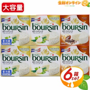 ≪6箱入≫【boursin】ブルサン アソートパック ガーリック＆ハーブ ペッパー 大容量 600g (100g×6パック) フレッシュチーズ クール冷蔵