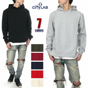 CITY LAB パーカー メンズ レディース ロング丈 サイドジップ シティラブ プルオーバー パーカー 大きいサイズ 無地 ストリート アメカジ