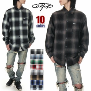 キャルトップ シャツ メンズ レディース 長袖 CAL TOP 長袖シャツ オンブレ チェック フランネル CALTOP カルトップ ストリート ヒップホ