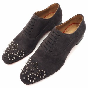 未使用品 Christian Louboutin スタッズ スエードレザーシューズ 【サイズ：42.5】 グレー SAVILGREG FLAT クリスチャンルブタン メンズ 