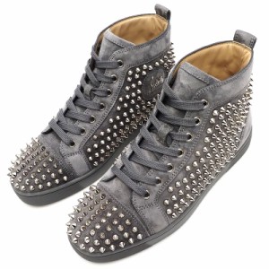 未使用品 Christian Louboutin スパイクスタッズ レザースニーカー 【サイズ：39】 グレー LOUIS FLAT VV/SPIKES クリスチャンルブタン 