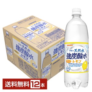 サンガリア 伊賀の天然水 強炭酸水レモン 1L 1000ml ペットボトル 12本 1ケース 送料無料