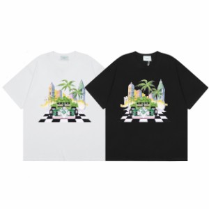 Casablanca 通気性ルーズカップルTシャツ半袖