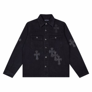 Chrome Hearts クロムハーツ レザークロスパッチワークレザー刺繍シャツジャケット