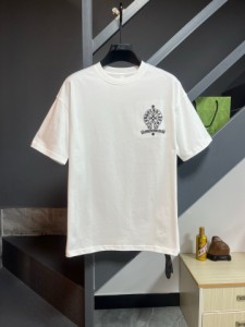 Chrome Hearts クロムハーツ レザーレーベル ロゴ フォーム ラウンドネック 半袖Tシャツ